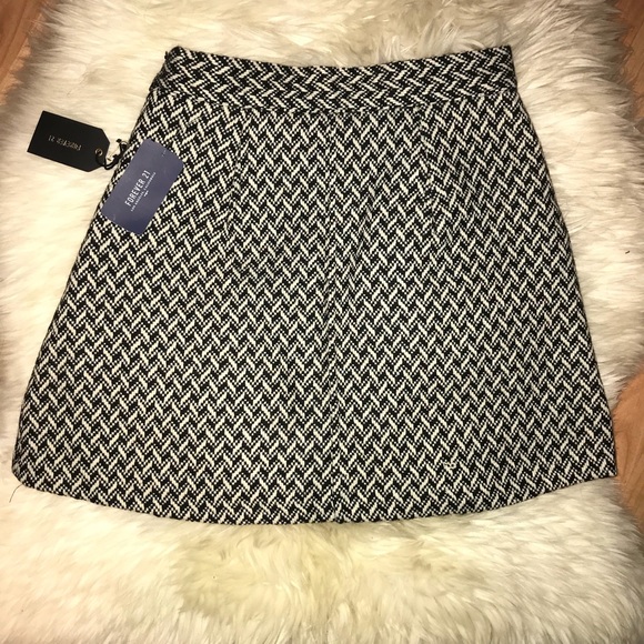 💕Forever 21 | Black Chevron Wool-Blend Skirt - Picture 4 of 5